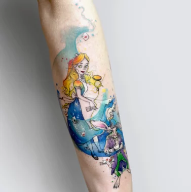 #misspank #watercolortattoo #aliceinwonderlandtattoo #tatuażekobiece #kobiecetatuaże #femaletattoo